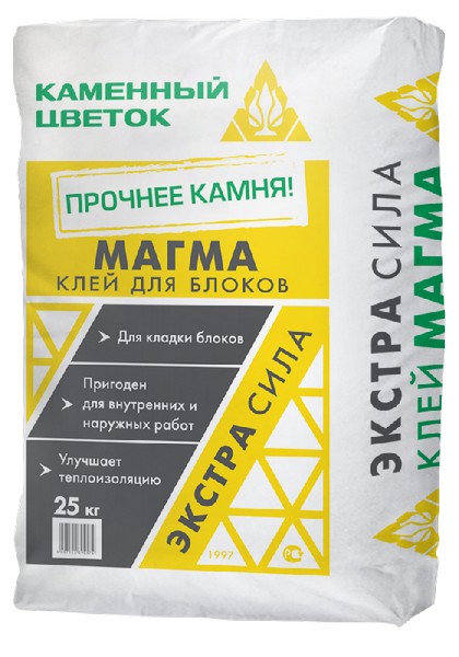 Клей для ячеистых бетонов Каменный цветок Магма, 25 кг